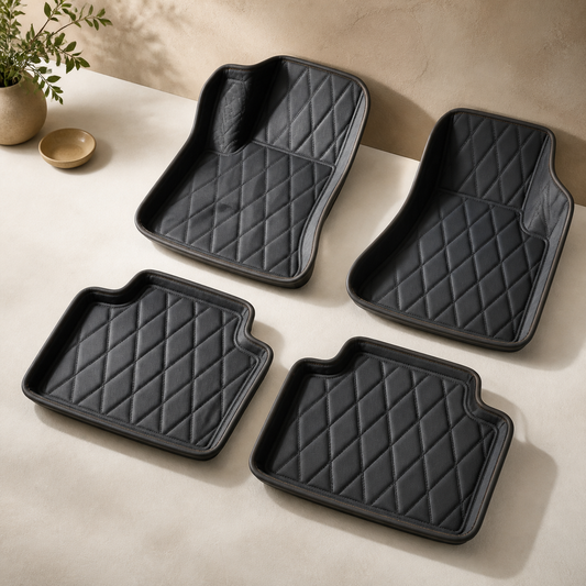 Quilted Vegan Leather Floor Mat Set